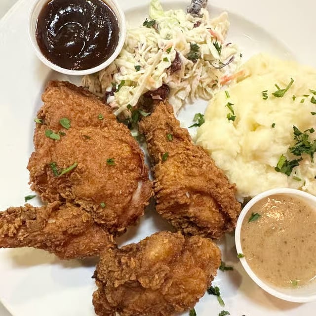 Southern fried chicken dinner.