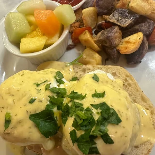 Crab cakes benedict brunch.