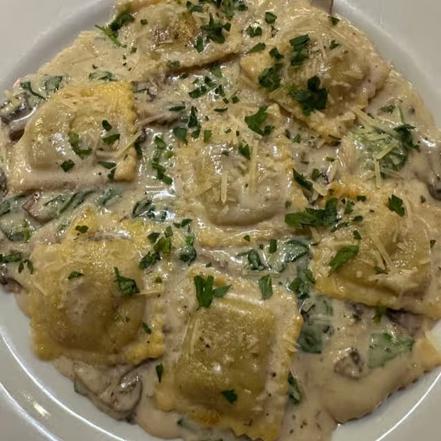 Mushroom ravioli dinner.
