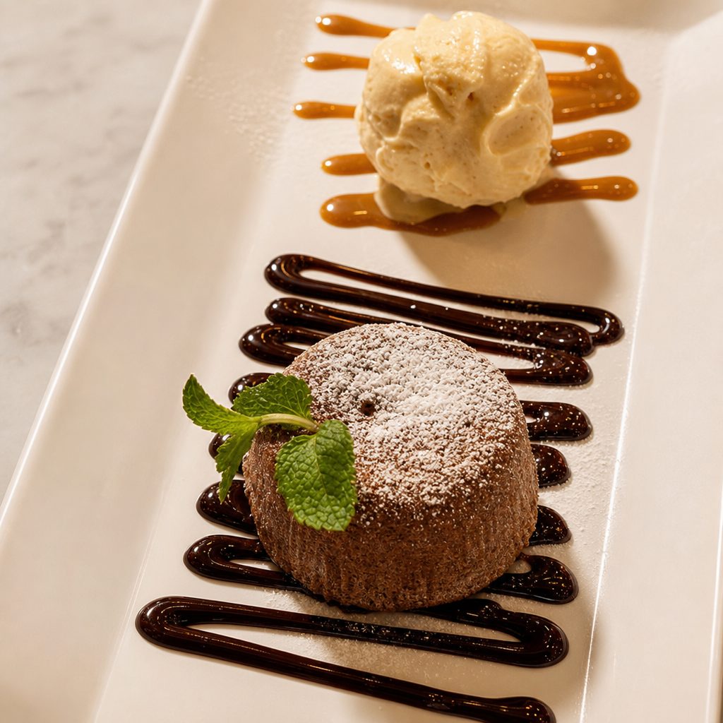Molten chocolate cake.