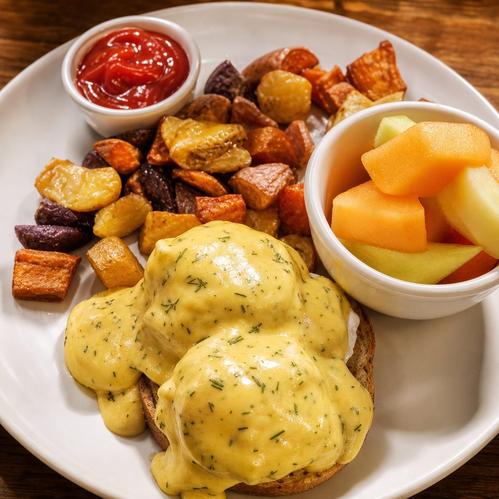 Salmon benedict brunch.