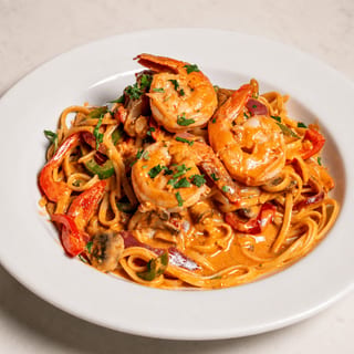 Thai coconut curry linguine with prawns dinner