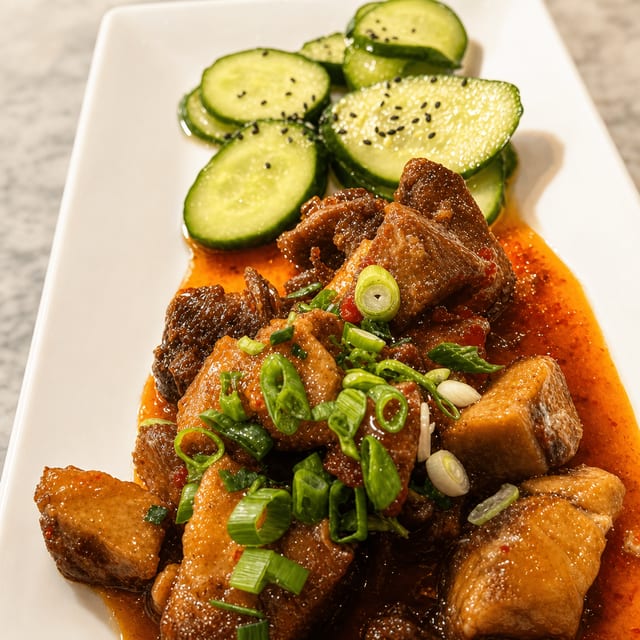 Asian pork bites dinner.