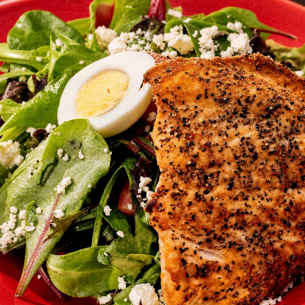 The grilled salmon salad.