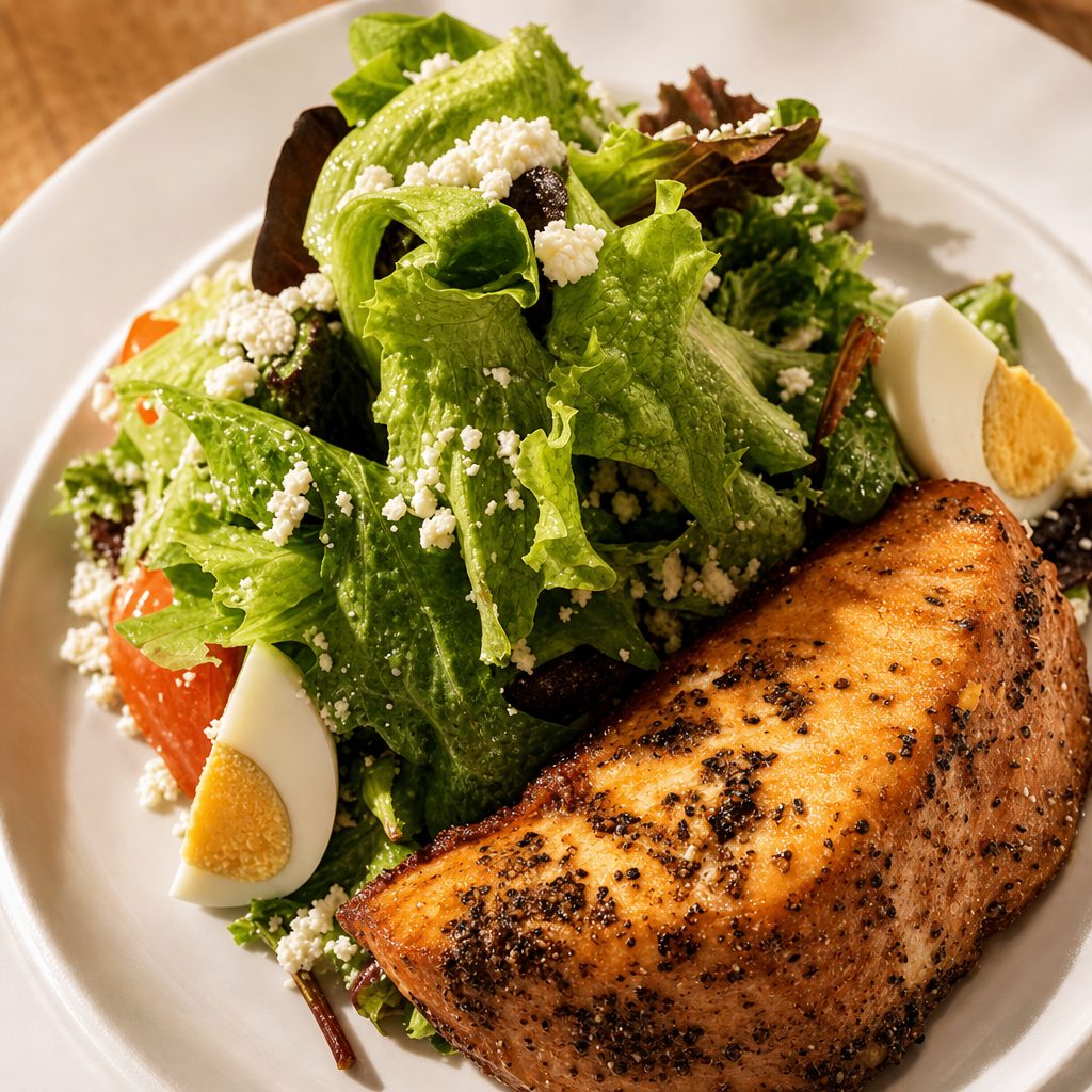 Pan seared salmon salad brunch.