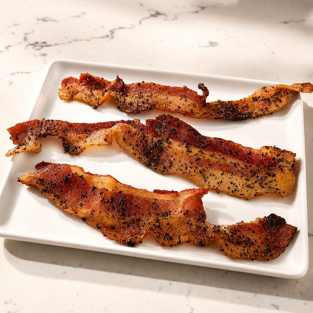 Applewood peppered thick cut bacon brunch.