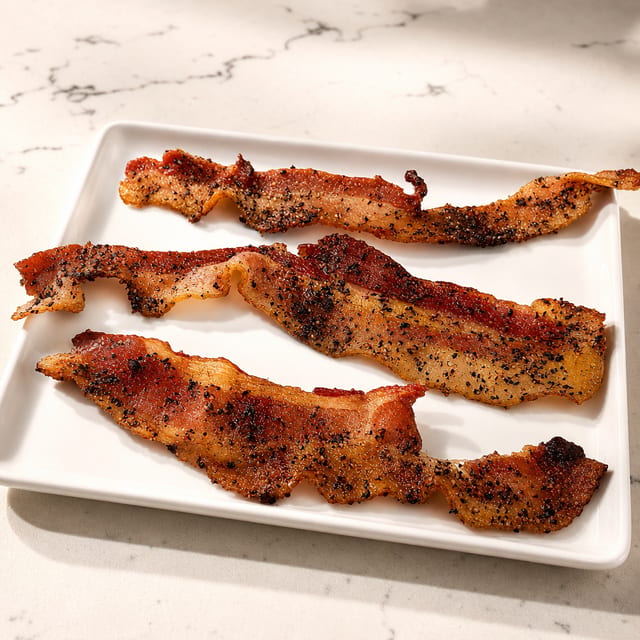 Applewood peppered thick cut bacon brunch.