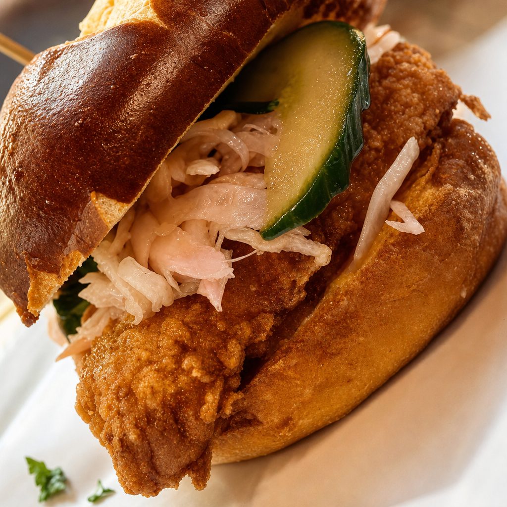 Spicy, crunchy chicken sandwich.