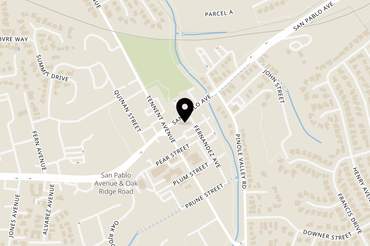 Map showing the location of Pear Street Bistro on 2395 San Pablo Ave in Pinole